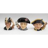 Group of three Royal Doulton character jugs: Lord Nelson D7236; Napoleon D7237; Duke of Wellington