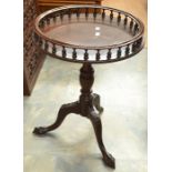 Reproduction Georgian mahogany wine table (broken rim section), two reproduction nests of tables and