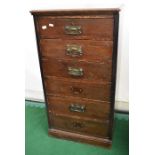 A late Victorian chest of six drawers in mahogany with art nouveau handles, 100cm x 53cm