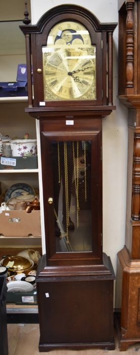 A Georgian style reproduction 'Fenclocks of Suffolk' longcase clock with moon-phase dial, 192cm high