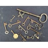 A collection of 18th & 19th Century iron and other metal keys, all sizes