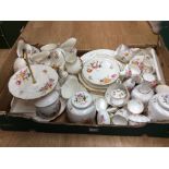 Collection of Royal Crown Derby Posies pattern china items, including a cake stand, plates,