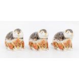 Three limited edition Royal Crown Derby Riverbank Beaver paperweights, all with octagonal gold