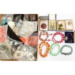 ***WITHDRAWN *** Costume jewellery collection to include glass bead necklaces,  paste set