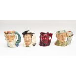 Group of four Royal Doulton character jugs: Sir Francis Drake D6805; Neptune D6548; World War I