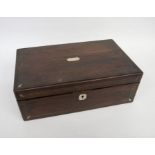 19th century mahogany writing box with mother-of-pearl inlay