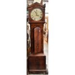 A George III longcase clock, in flame mahogany case, round dial, 8 day, painted dial with second