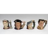 Group of Four Royal Doulton character jugs: Duke of Wellington D6848; Bonnie Prince Charlie D6858;