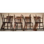 A set of eight country kitchen chairs in oak