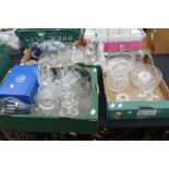 Collection of 20th century including decanters, bowls, glasses, vases along with boxed glassware,