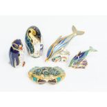 A group of Royal Crown Derby paperweights to include: 1. Rockhopper Penguin, designed by John