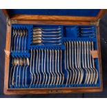 An extensive late 19th/early 20th Century silver plated twelve piece King's pattern flatware