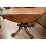 A 19th Century c1820 tea table with ball and claw feet