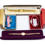 A collection of ladies vintage wristwatches to include a Lanco 9ct metal core (plated) wristwatch; a