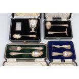 A collection of silver to include:  1. Christening knife and fork, by Mappin & Webb, Sheffield,
