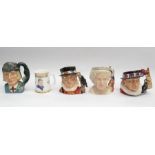 Group of four Royal Doulton character jugs plus a Prince William Tankard: Queen Elizabeth II