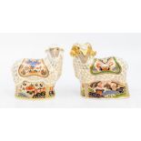 Two Royal Crown Derby visitor centre paperweight to include: Imari Ram, octagonal gold stopper, date