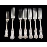 A set of five Victorian silver King's pattern table forks, hallmarked probably Elizabeth Eaton,