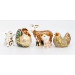 A group of Royal Crown Derby paperweights to include: 1. limited edition Farmyard Cockeral, no:
