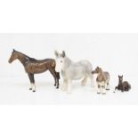 Collection of ceramic horses: Beswick, Royal Doulton, Russian and another