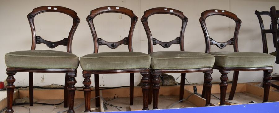 Four late Victorian balloon back mahogany dining chairs