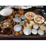 Aynsley Orchard Gold to include: a set of six coffee cans and saucers together with a pair of oblong