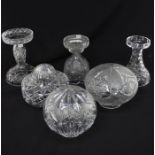 A collection of three good quality crystal and cut glass table lamps, all are in good condition