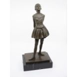 A modern French Bronzed figure of a ballerina, on a base signed Degas, height 39cm