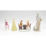 Royal Doulton lady figure, Capricorn, Coalport figure, Miss Sarah, Lladro style figure, plus another