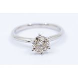 A diamond and 18ct gold solitaire ring, comprising a round brilliant cut diamond weighing approx 1.