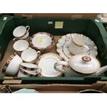 Royal Crown Ambassador tea set, second quality, sugar bowl and cream jug, Posies pattern plates