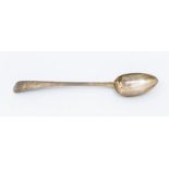 A George III bright-cut engraved serving spoon, hallmarked by Hester Bateman, London, 1785, approx