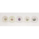 Five early 19th century lustre and transfer-printed hand-tinted small plates with Georgian scenes