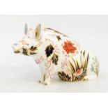 A Royal Crown Derby Pig money box, red factory stamp, gold stopper, date code: MMVI, boxed (1)