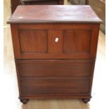 A 19th century mahogany commode cabinet with original stoneware pot and cover. Also a late 19th
