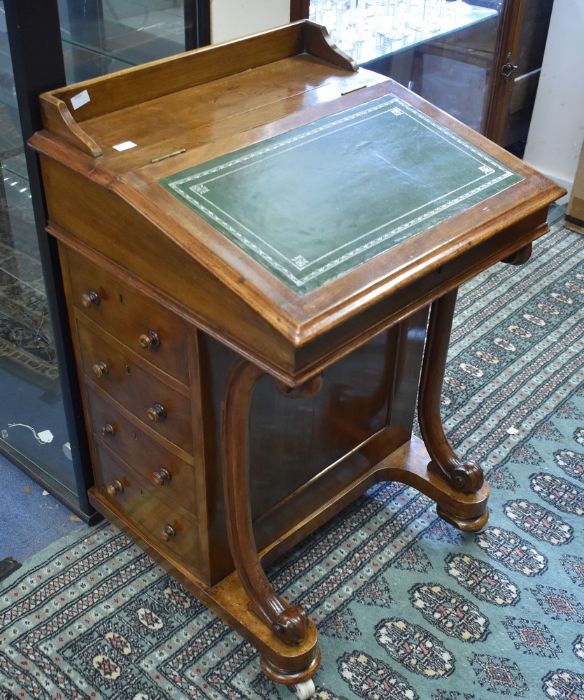 Late 19th century mahogany Davenport with four side drawers and four dummy drawers. It is on bun - Image 2 of 2