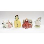 Four Royal Doulton lady figures, Sweet and Twenty; The Forest Glade Giselle; Patricia (as found) and