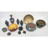 A collection of early 20th Century Japanese cloisonne to include: large circular bowl and cover, the