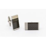 Mont Blanc- a pair of steel and carbon fibre cufflinks, rectangular form with carbon fibre