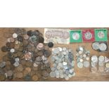 A collection of UK and world coins with some pre 1947 silver