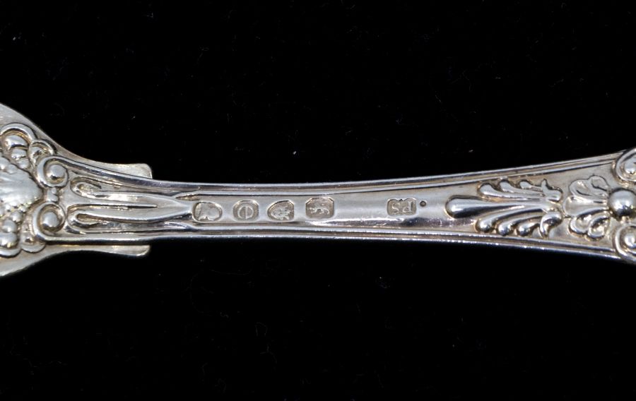 Paul Storr: A set of five George IV silver Coburg pattern dessert forks, each handle engraved with - Image 3 of 3