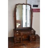 George III toilet mirror in mahogany, with an original mirrored top above a central vanity