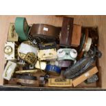 Collection of mid 20th century mantel clocks, alarm clocks and small side clocks