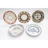 Collection of 19th century English porcelain plates, including Wedgwood, plus an 18th century