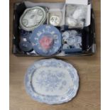 Collection of boxed Wedgwood Jasper wares, 19th century meat plate and Mason's wares