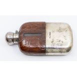 An Edwardian silver and crocodile mounted hip flask, hallmarked by James Dixon & Co., Sheffield,