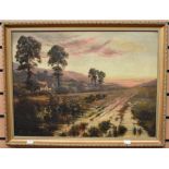 19th century oil on canvas of a country scene, signed bottom left Alfred Horford, along with two