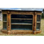 A large 19th cent Wanut and gilt mounted credenza with marble top