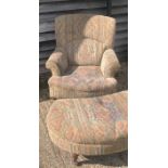 Country house interest A Kelim covered chair and footstool