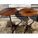 A pair of 19th century rosewood wine tables